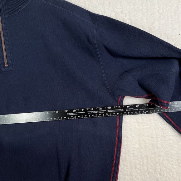 Tommy Bahama Navy Blue & Blue 1/4 Zip Reversible Pullover Long Sleeve Sweater L - Picture 3 of 8